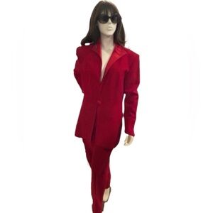 Christian Dior Red Wool Pants Suit